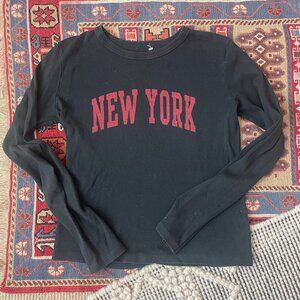 Brandy Melville John Galt New York Graphic Black and Red Long Sleeve